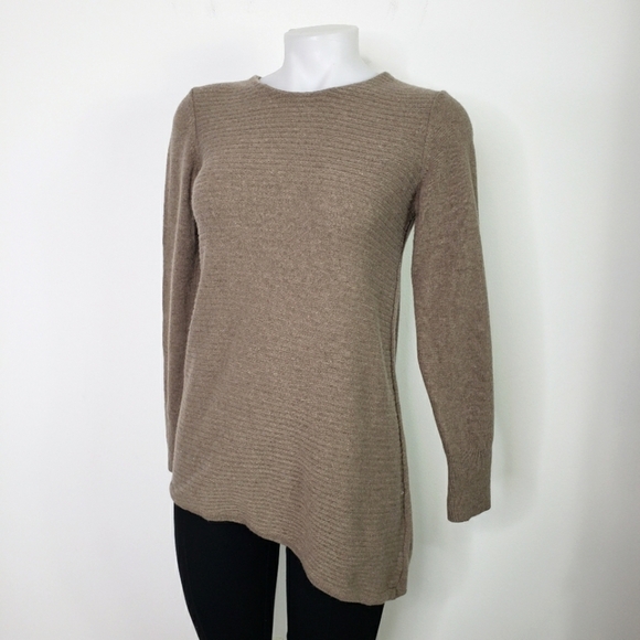 Comptoir des Cotonniers brown wool blend asymmetric hem brown sweater - Picture 1 of 9